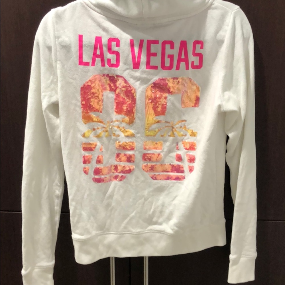VS Pink Las Vegas Hoodie. White. Small. - Picture 5 of 6